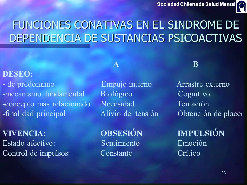 FUNCIONES CONATIVAS EN EL SINDROME DE DEPENDENCIA DE SUSTANCIAS PSICOACTIVAS