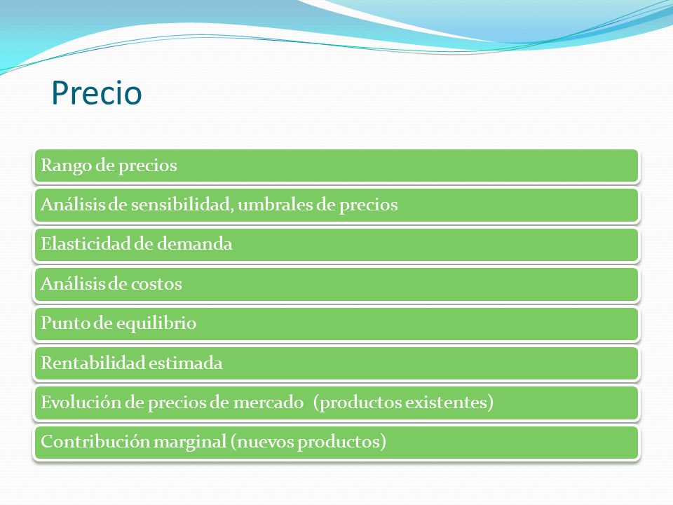 Precio Rango de precios Análisis de sensibilidad, umbrales de precios