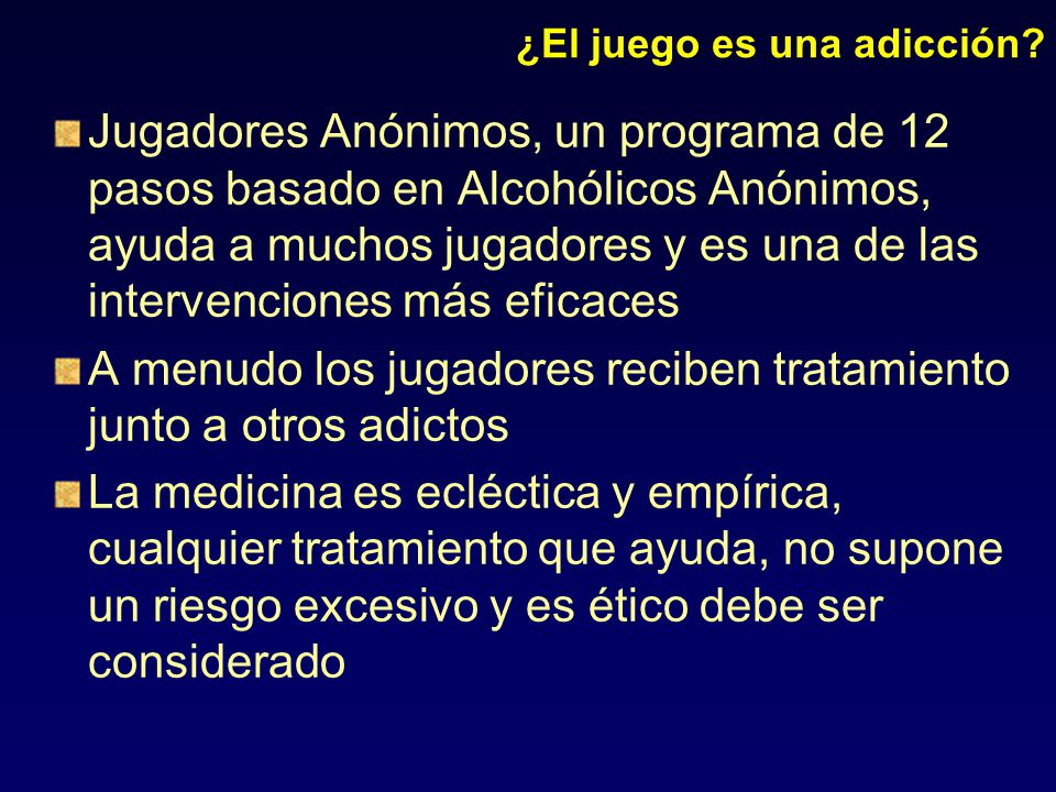 A menudo los jugadores reciben tratamiento junto a otros adictos