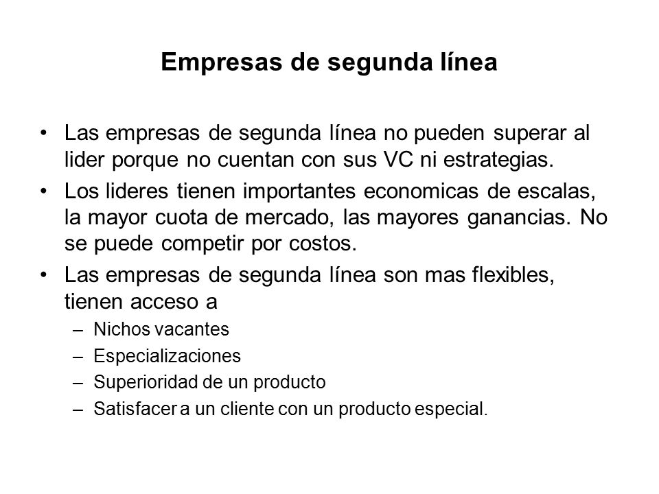 Empresas de segunda línea