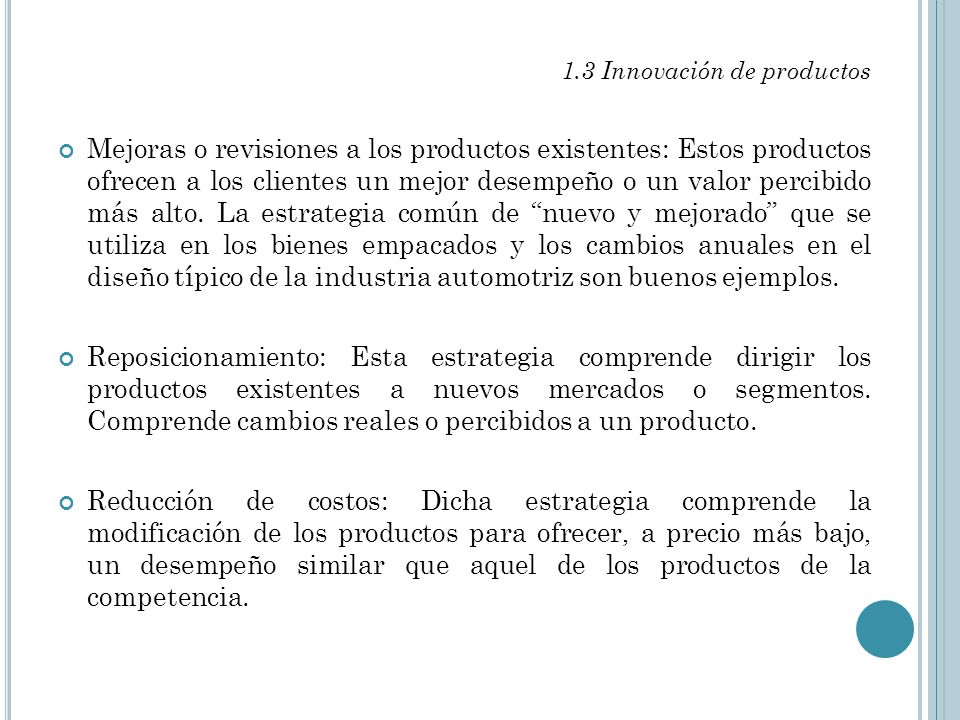 1.3 Innovación de productos