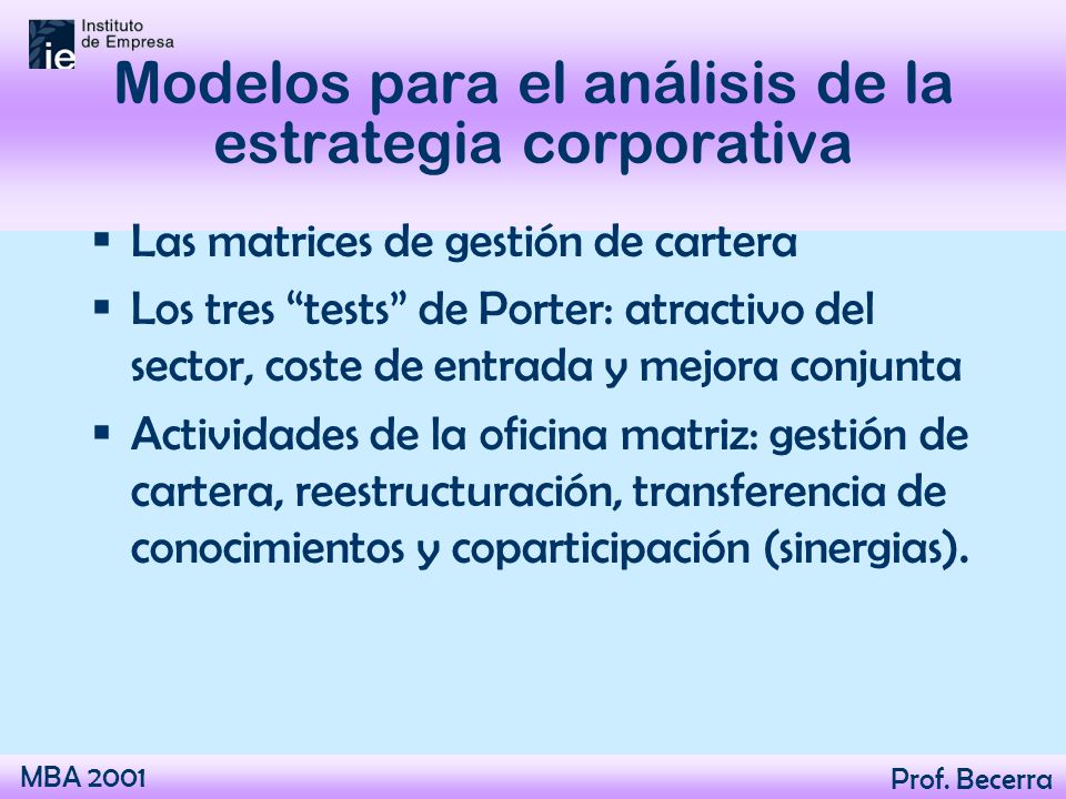 Modelos para el análisis de la estrategia corporativa