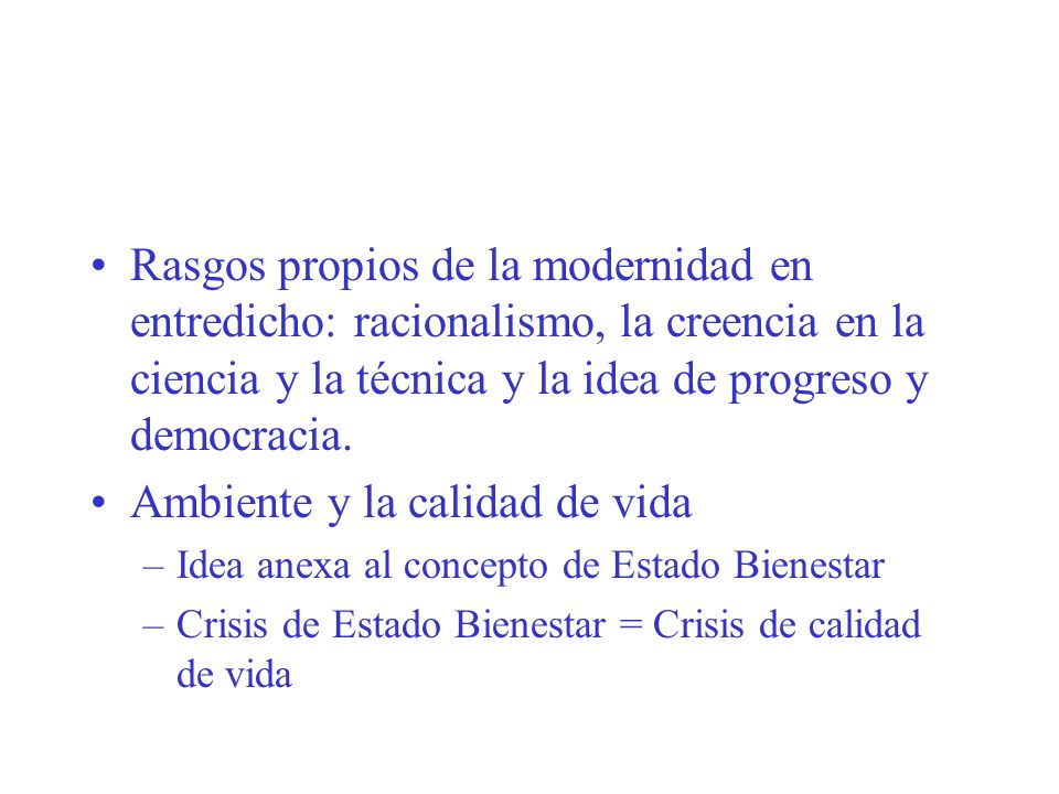 Ambiente y la calidad de vida