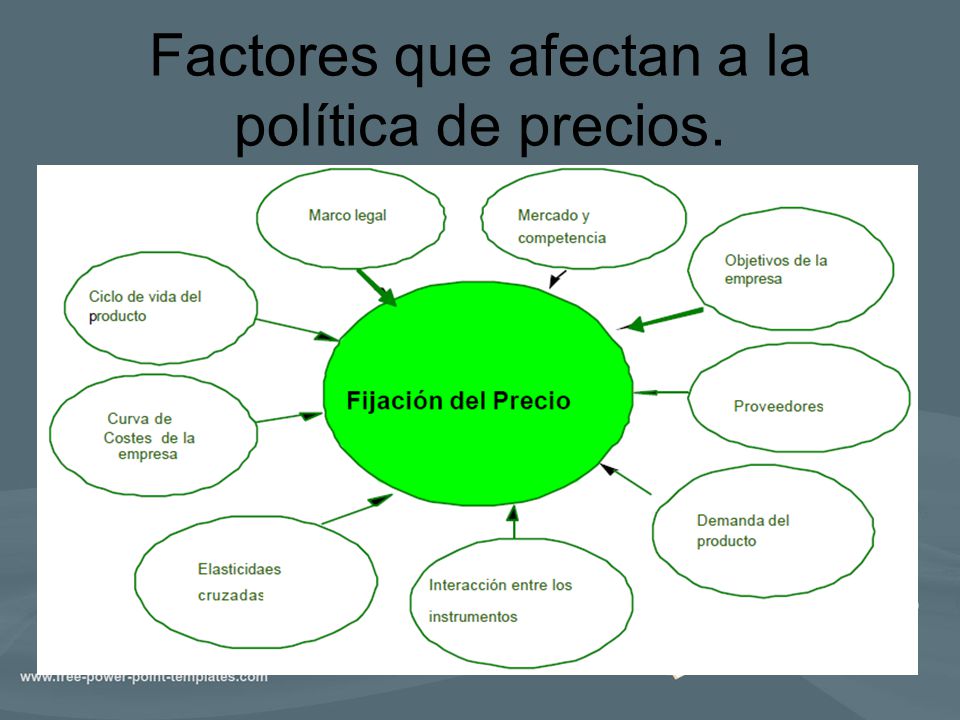 Factores que afectan a la política de precios.