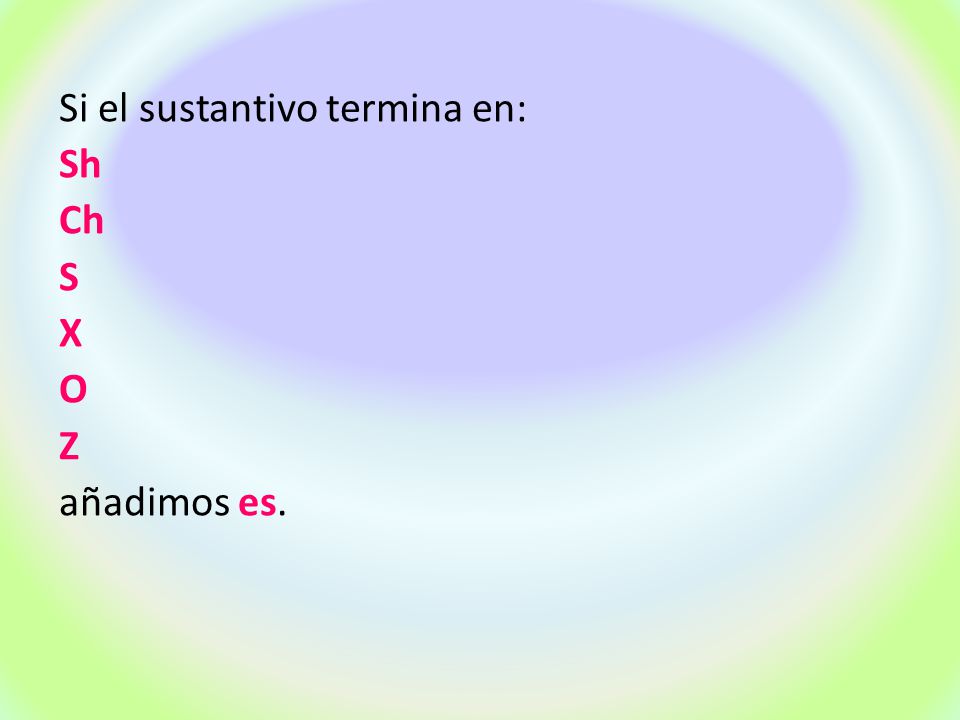 Si el sustantivo termina en: Sh Ch S X O Z añadimos es.