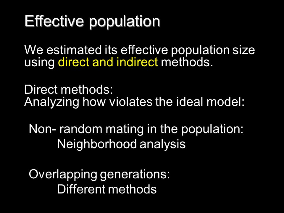 Effective population We estimated its effective population size using direct and indirect methods. Direct methods: