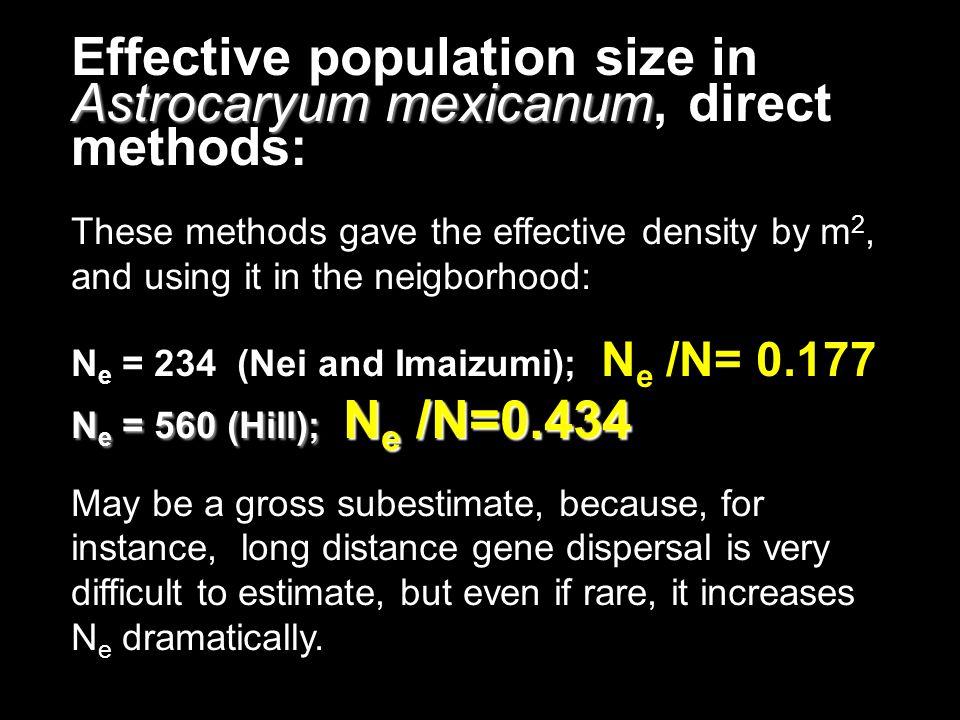 Effective population size in Astrocaryum mexicanum, direct methods: