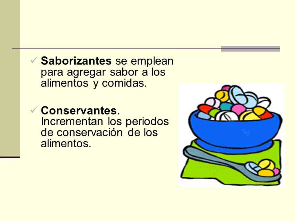 Saborizantes se emplean para agregar sabor a los alimentos y comidas.