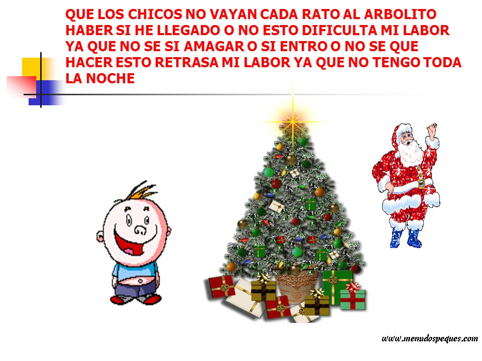 QUE LOS CHICOS NO VAYAN CADA RATO AL ARBOLITO HABER SI HE LLEGADO O NO ESTO DIFICULTA MI LABOR YA QUE NO SE SI AMAGAR O SI ENTRO O NO SE QUE HACER ESTO RETRASA MI LABOR YA QUE NO TENGO TODA LA NOCHE