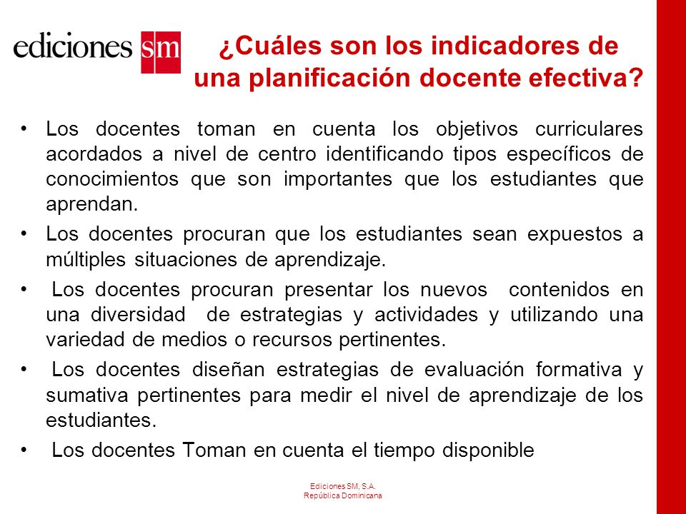 ¿Cuáles son los indicadores de una planificación docente efectiva