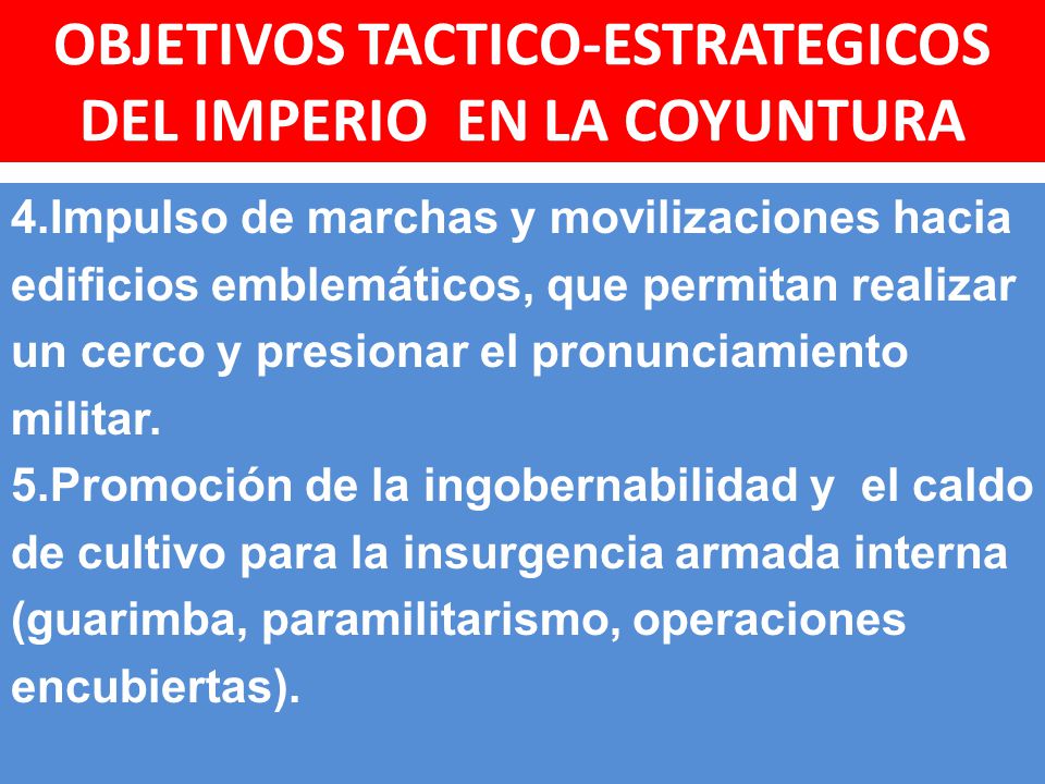 OBJETIVOS TACTICO-ESTRATEGICOS DEL IMPERIO EN LA COYUNTURA