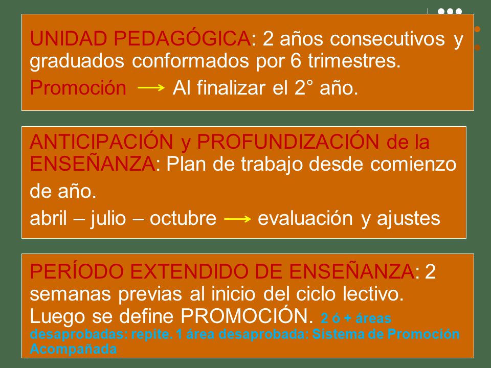 UNIDAD PEDAGÓGICA: 2 años consecutivos y graduados conformados por 6 trimestres.