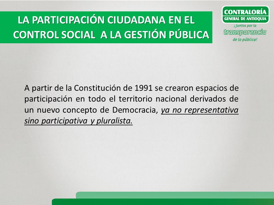 LA PARTICIPACIÓN CIUDADANA EN EL CONTROL SOCIAL A LA GESTIÓN PÚBLICA
