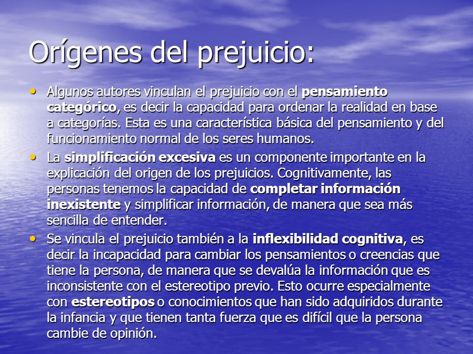 Orígenes del prejuicio: