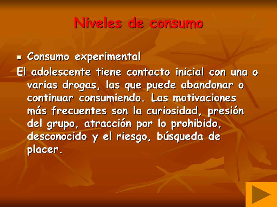 Niveles de consumo Consumo experimental