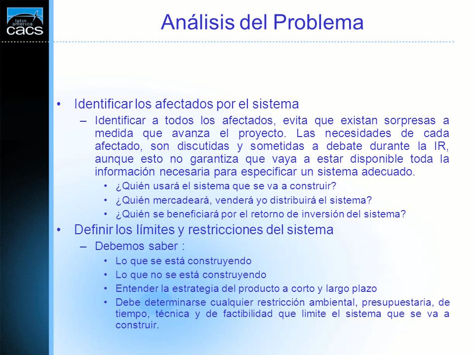 Análisis del Problema Identificar los afectados por el sistema