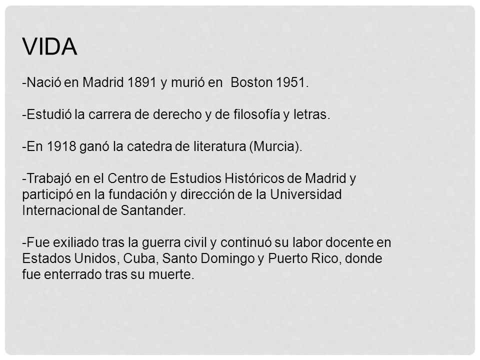 VIDA -Nació en Madrid 1891 y murió en Boston 1951.