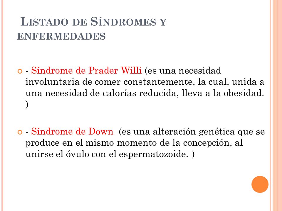 Listado de Síndromes y enfermedades
