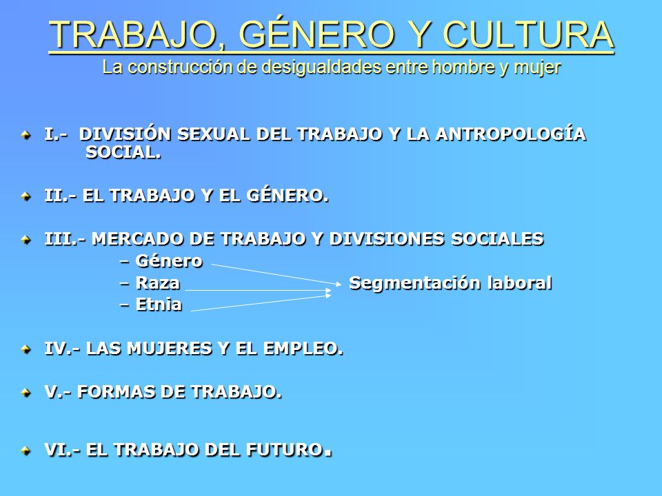 TRABAJO, GÉNERO Y CULTURA La construcción de desigualdades entre hombre y mujer