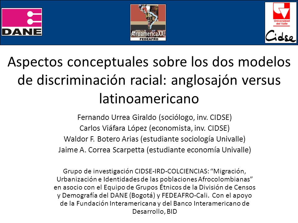 Aspectos conceptuales sobre los dos modelos de discriminación racial: anglosajón versus latinoamericano