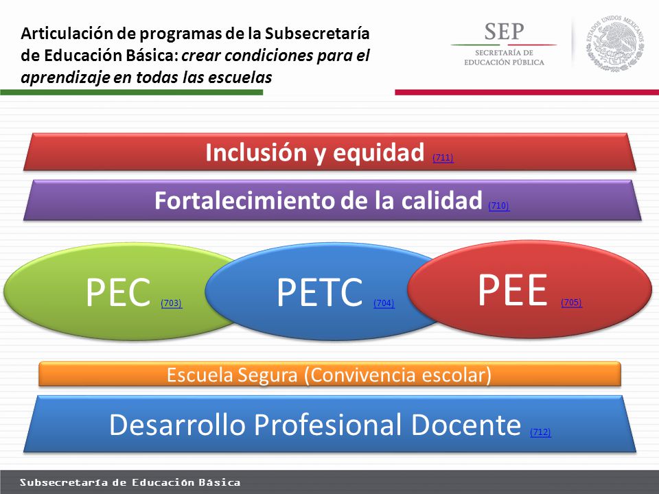 PEE (705) PEC (703) PETC (704) Desarrollo Profesional Docente (712)