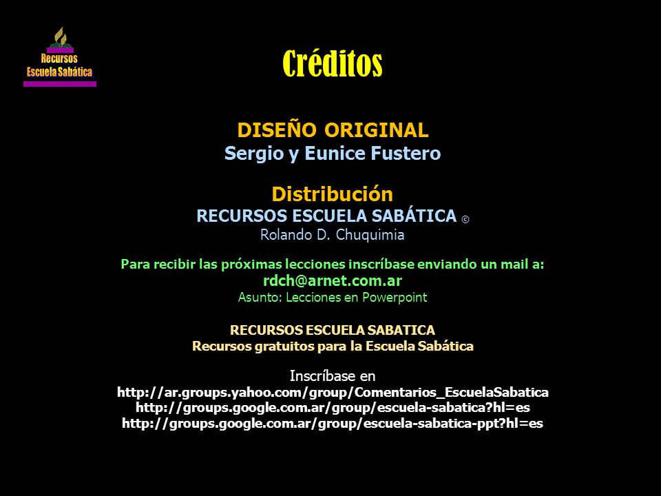 Créditos DISEÑO ORIGINAL Distribución Sergio y Eunice Fustero