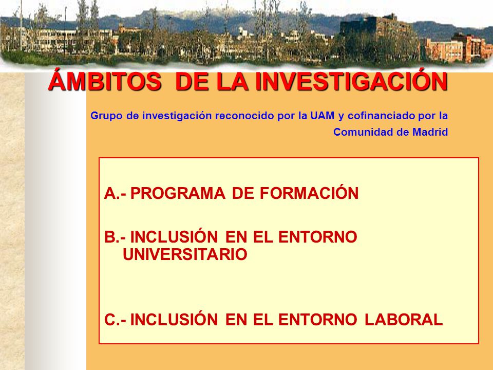 ÁMBITOS DE LA INVESTIGACIÓN Grupo de investigación reconocido por la UAM y cofinanciado por la Comunidad de Madrid