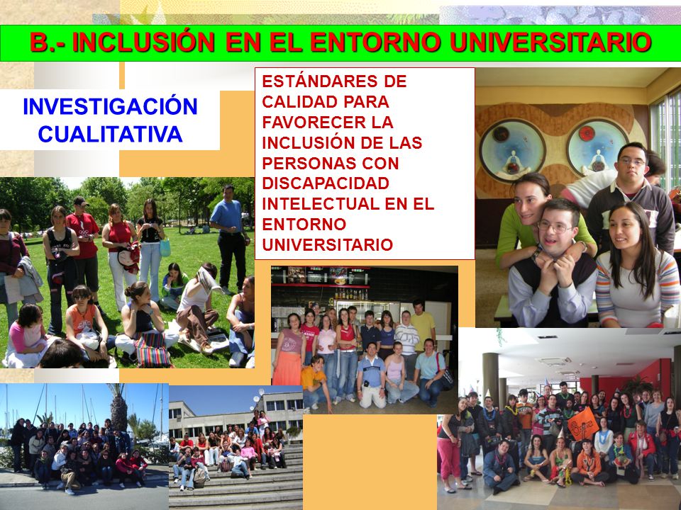 B.- INCLUSIÓN EN EL ENTORNO UNIVERSITARIO INVESTIGACIÓN CUALITATIVA