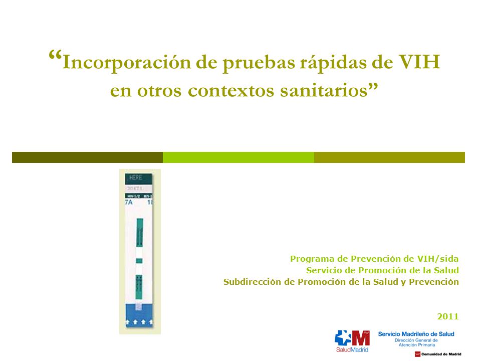 Incorporación de pruebas rápidas de VIH en otros contextos sanitarios