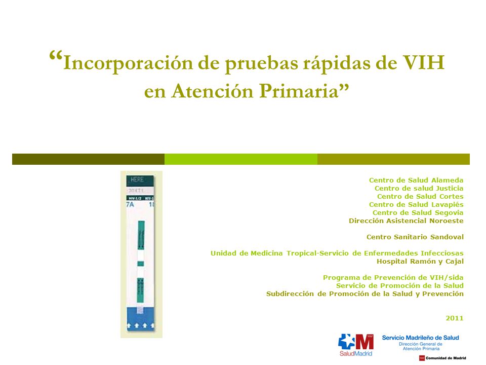 Incorporación de pruebas rápidas de VIH en Atención Primaria
