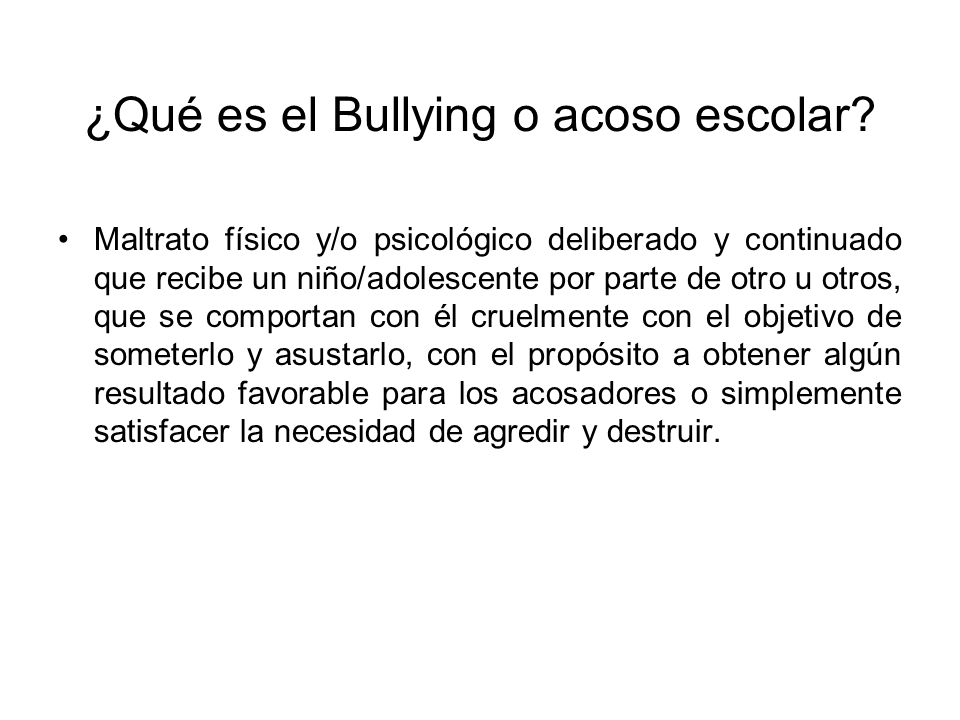 ¿Qué es el Bullying o acoso escolar