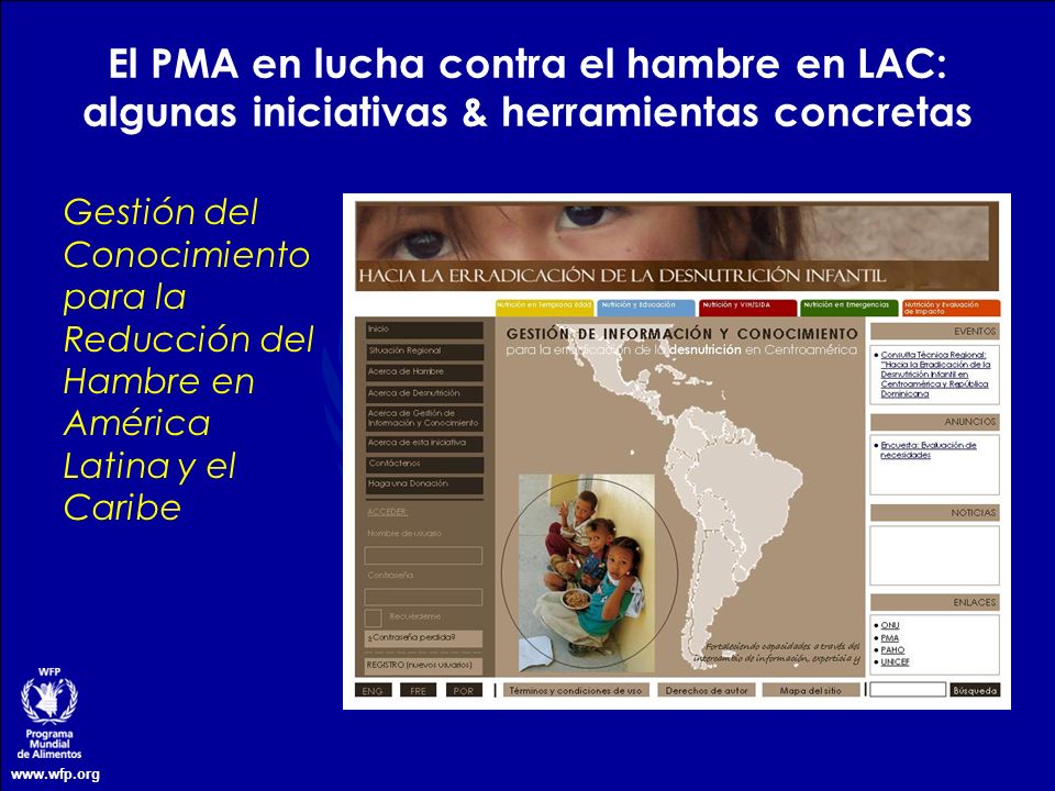 El PMA en lucha contra el hambre en LAC: algunas iniciativas & herramientas concretas