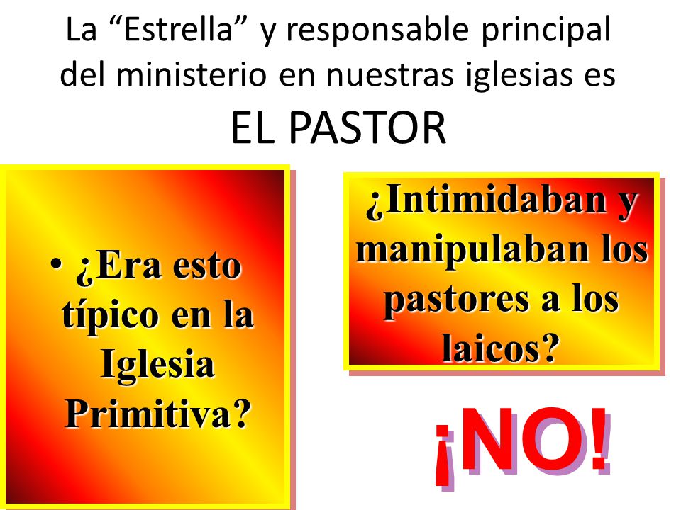 ¡NO! ¿Intimidaban y manipulaban los pastores a los laicos