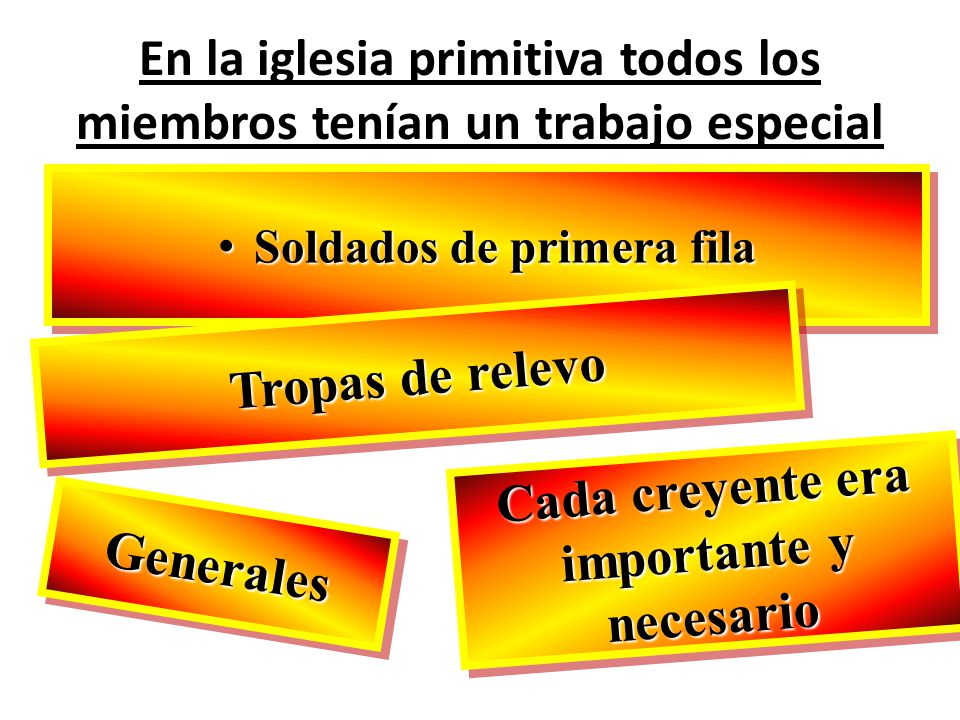 En la iglesia primitiva todos los miembros tenían un trabajo especial
