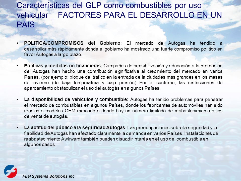 Características del GLP como combustibles por uso vehicular _ FACTORES PARA EL DESARROLLO EN UN PAIS