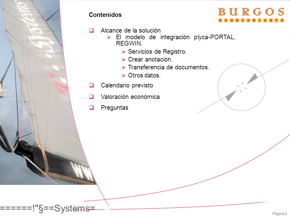 Contenidos Alcance de la solución. El modelo de integración plyca-PORTAL, REGWIN. Servicios de Registro.