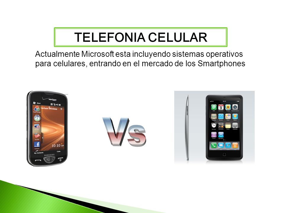 TELEFONIA CELULAR Actualmente Microsoft esta incluyendo sistemas operativos. para celulares, entrando en el mercado de los Smartphones.