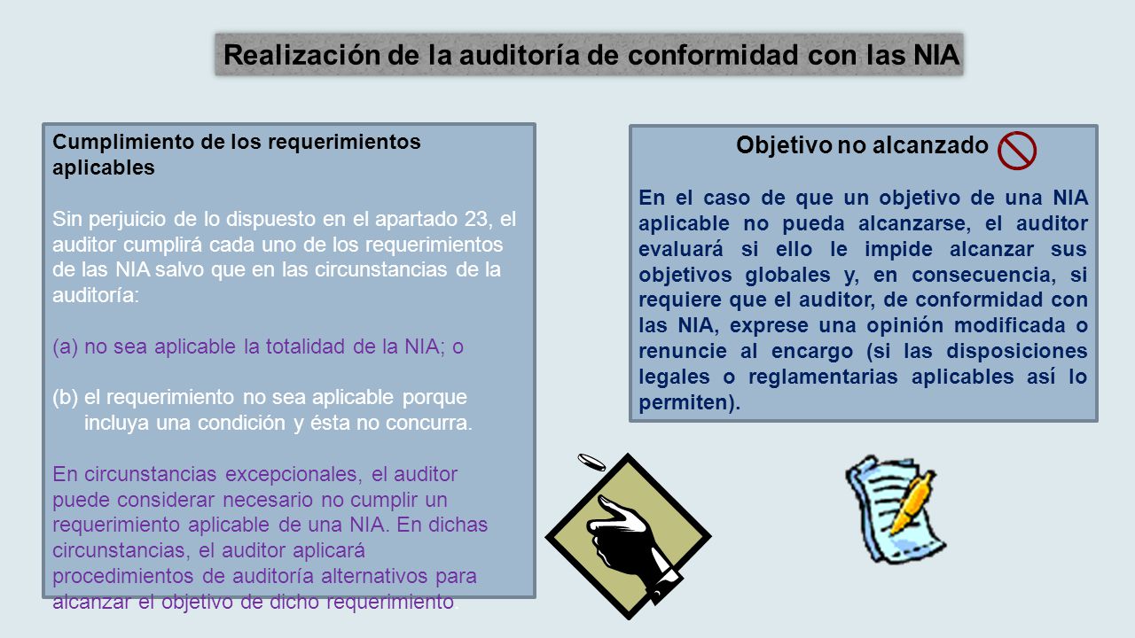 Realización de la auditoría de conformidad con las NIA