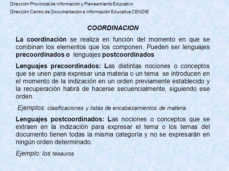 Ejemplos: clasificaciones y listas de encabezamientos de materia