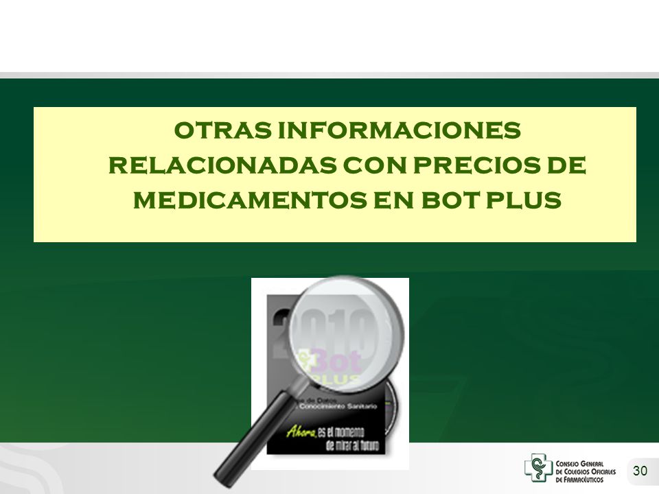 otras informaciones relacionadas con precios de medicamentos en bot plus
