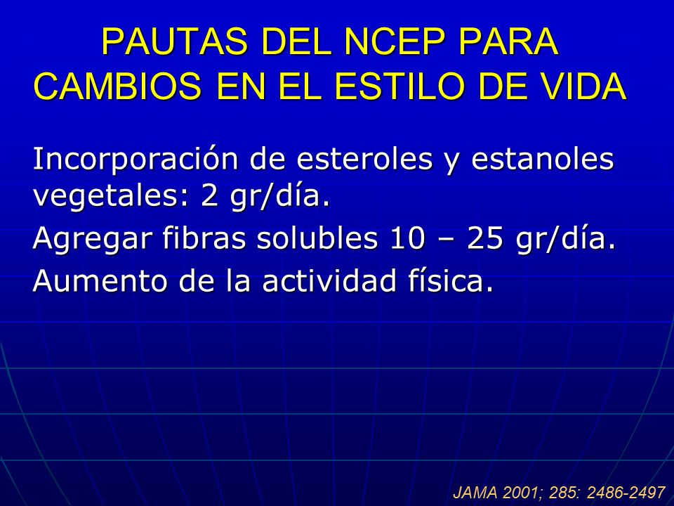 PAUTAS DEL NCEP PARA CAMBIOS EN EL ESTILO DE VIDA