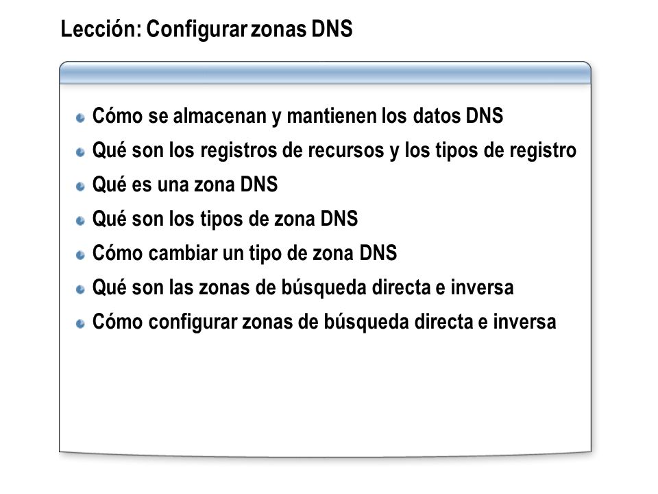 Lección: Configurar zonas DNS