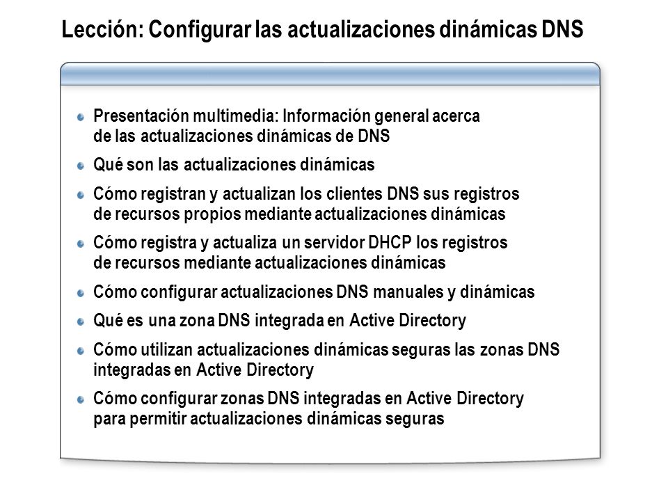 Lección: Configurar las actualizaciones dinámicas DNS