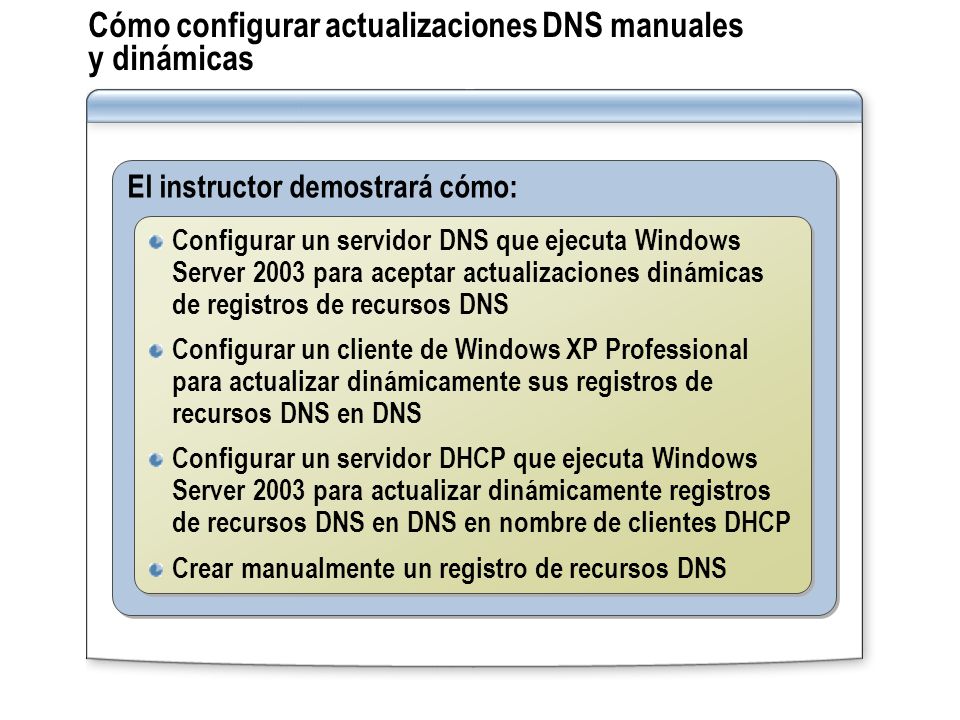 Cómo configurar actualizaciones DNS manuales y dinámicas
