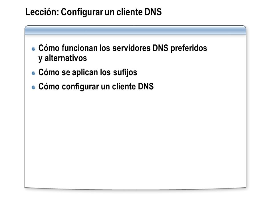 Lección: Configurar un cliente DNS