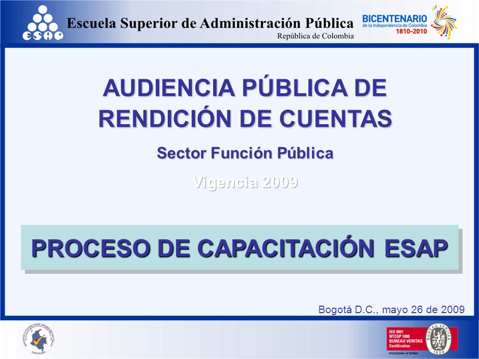 AUDIENCIA PÚBLICA DE RENDICIÓN DE CUENTAS PROCESO DE CAPACITACIÓN ESAP