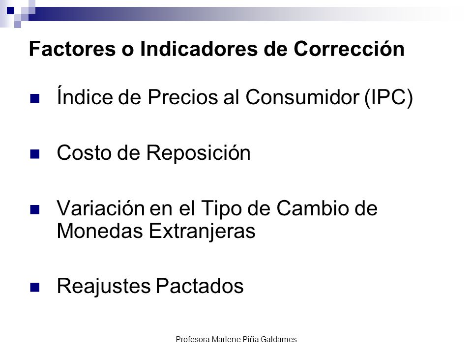 Factores o Indicadores de Corrección