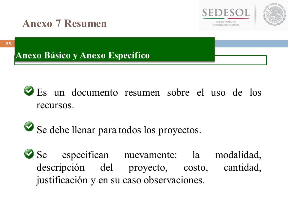 Anexo 7 Resumen Es un documento resumen sobre el uso de los recursos.