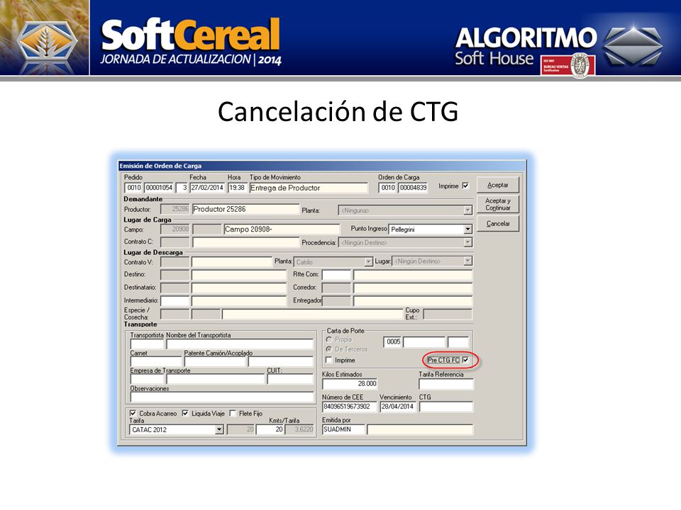 Cancelación de CTG