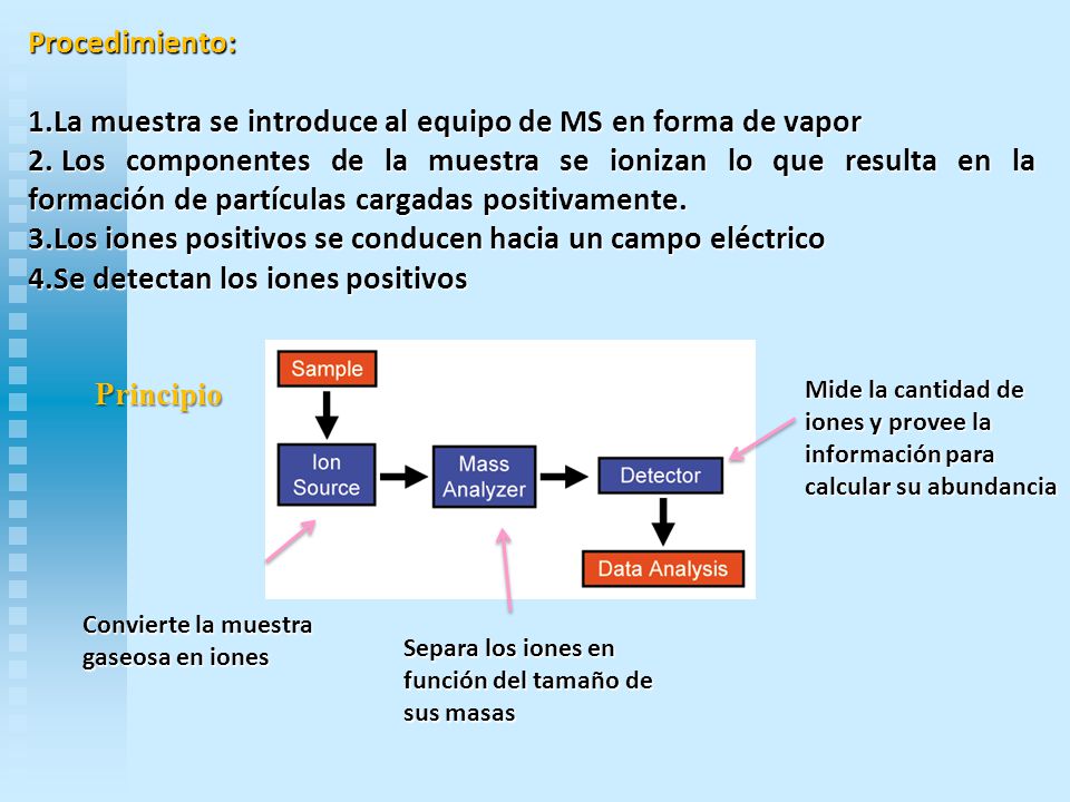 La muestra se introduce al equipo de MS en forma de vapor